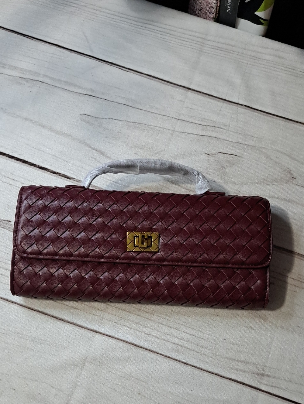 MoraMok Deep Burgundy Woven Clutch Purse With Strap